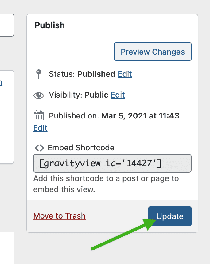 Screenshot of updating View
