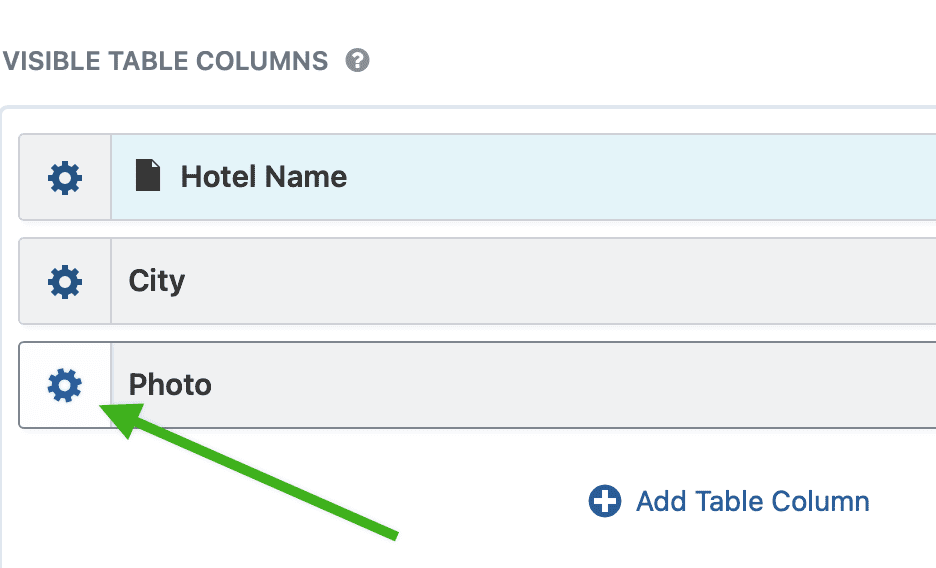 Clicking the gear icon to edit the image field options