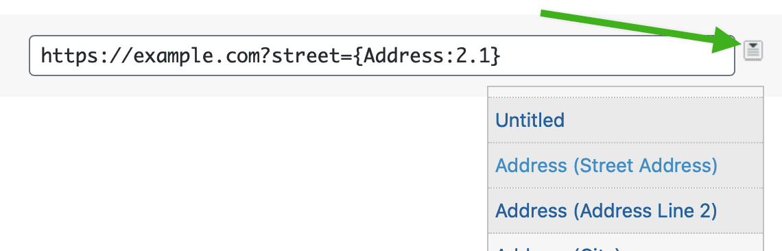 Screenshot of adding a Merge Tag by clicking an icon