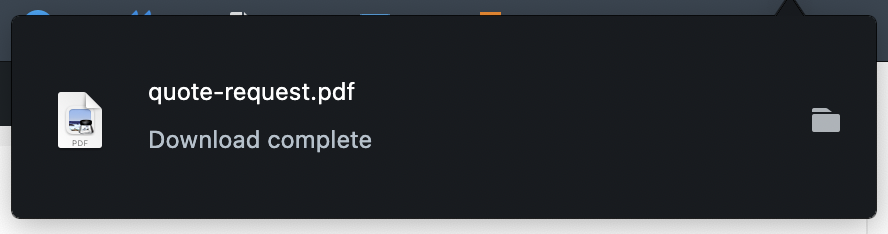 a browser notification that a download has been completed