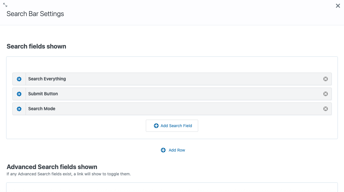 Screenshot: Search Bar widget settings