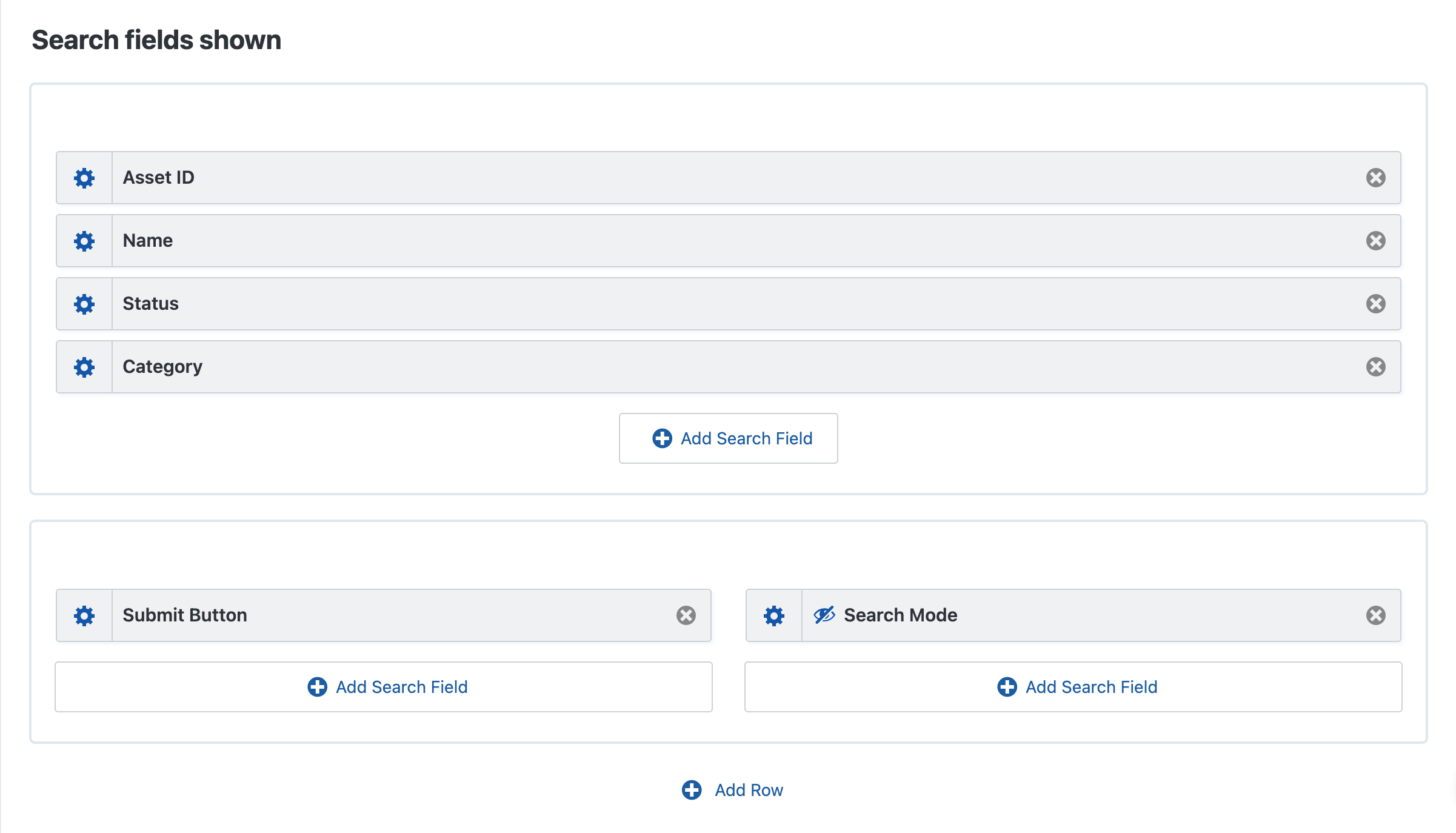 The Search Bar visual configuration screen