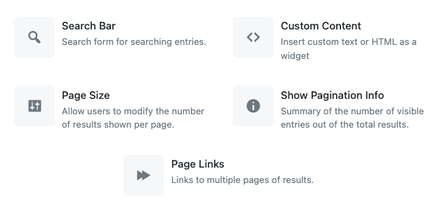 Screenshot: Widget picker modal