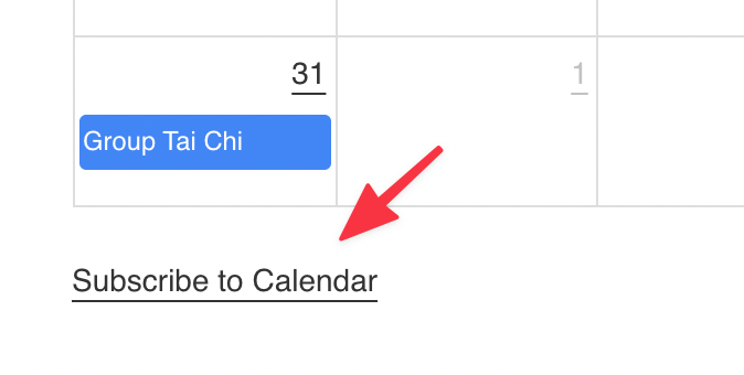 The Gravity Forms Calendar Subscribe link