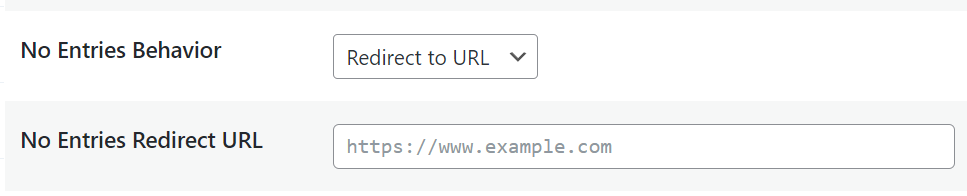 Screenshot showing the Redirect to URL option on the View Settings metabox