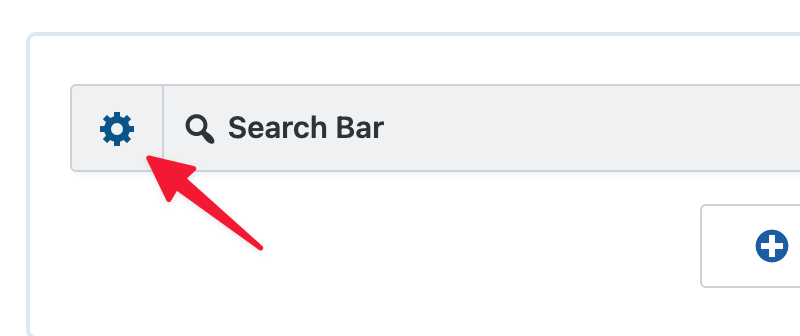 An arrow pointing to a gear icon next to the Search Bar widget label