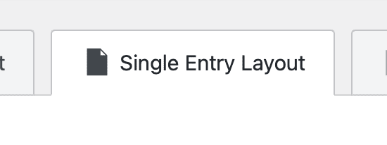 Single Entry Layout tab