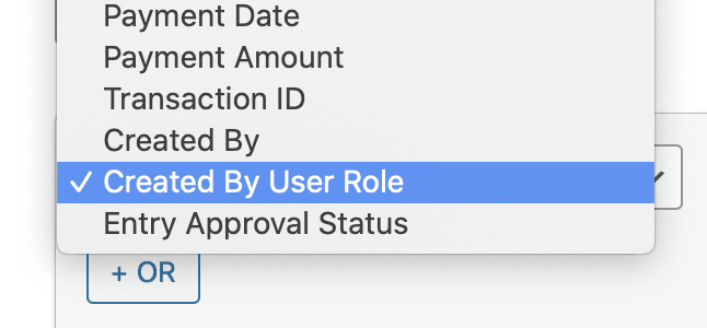 Select 'Created By User Role' from the form field dropdown