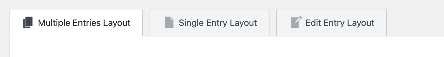 Screenshot of the three tabs in the View editor