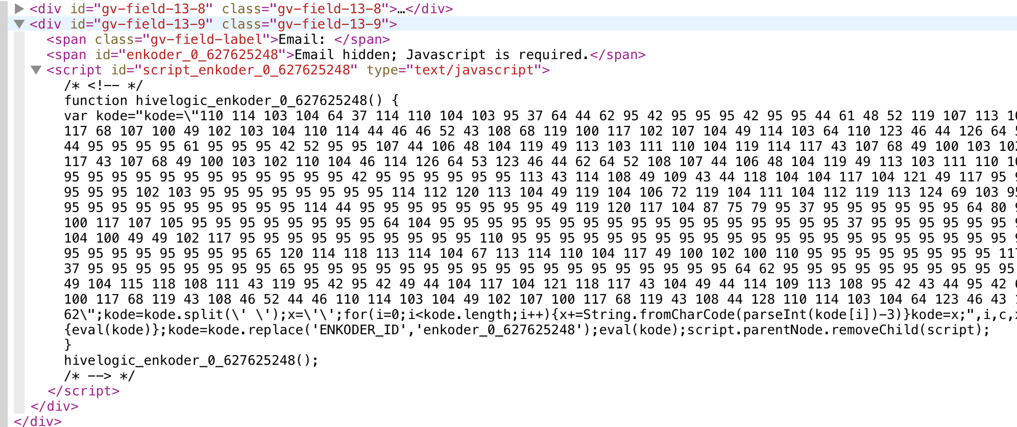Encrypted email address code. Looks very encrypted and secure!