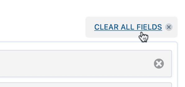 The cursor hovering over the "clear all fields" button