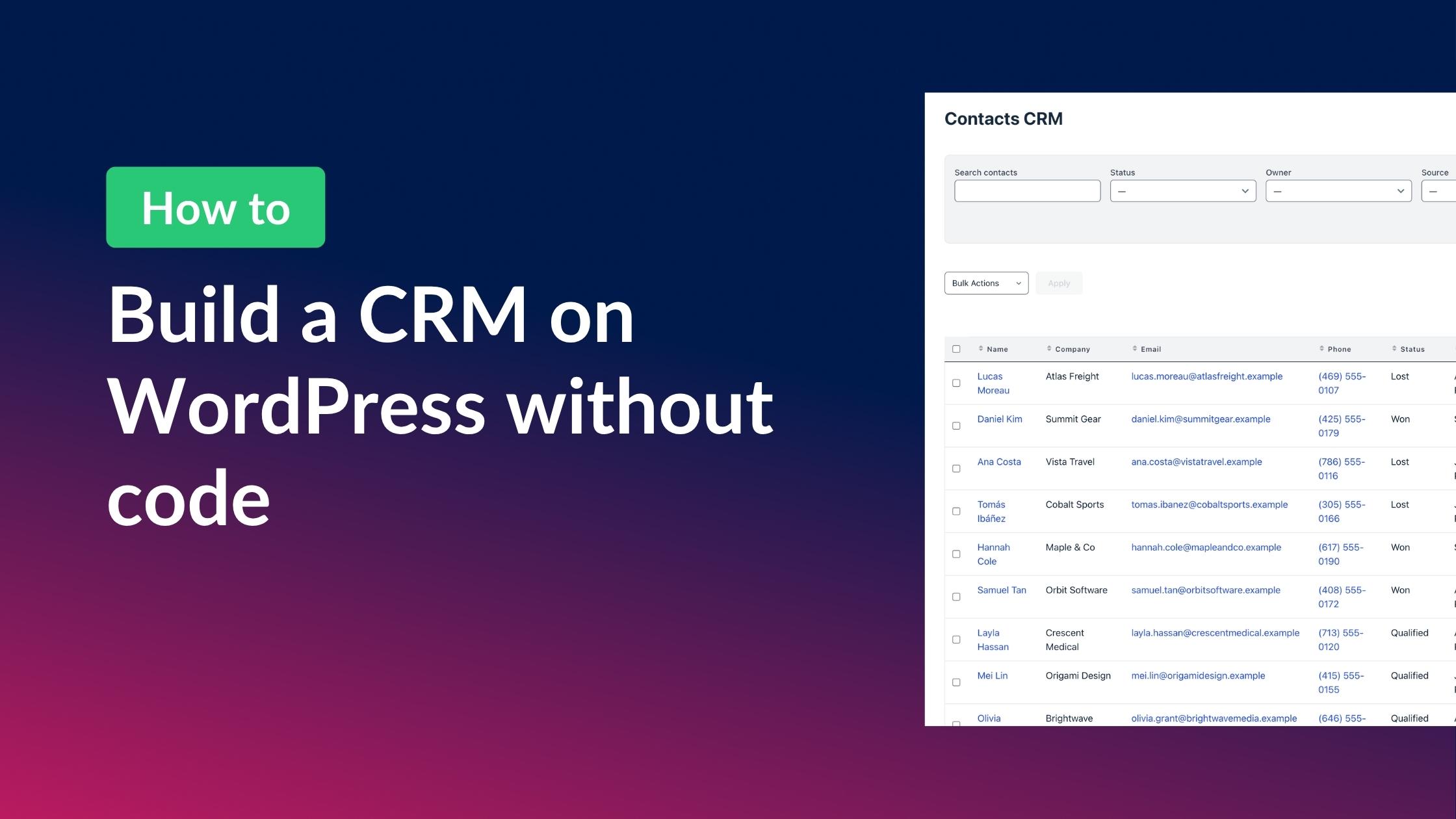 How to build a CRM on WordPress without code