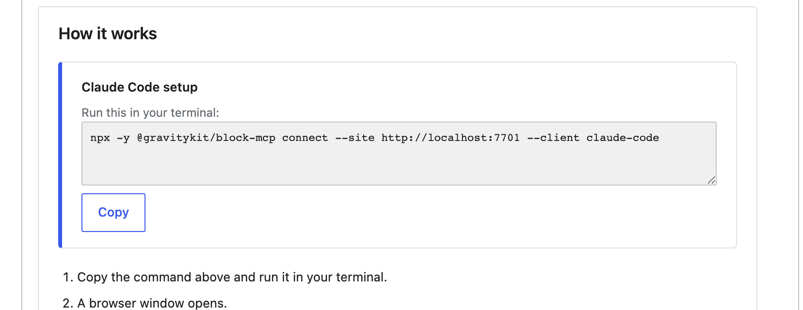 The setup command shown for Claude Code and Cursor