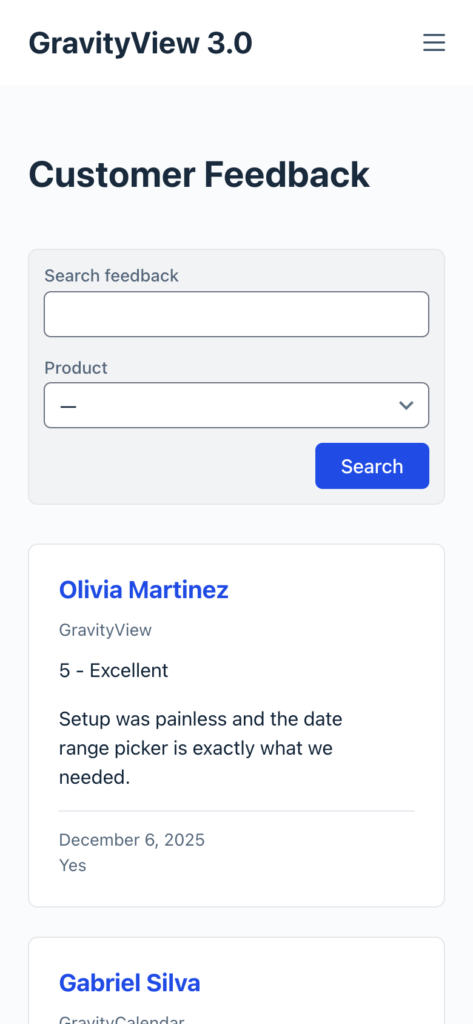 A Modern Styles card grid stacked into a single column on a narrow phone screen.