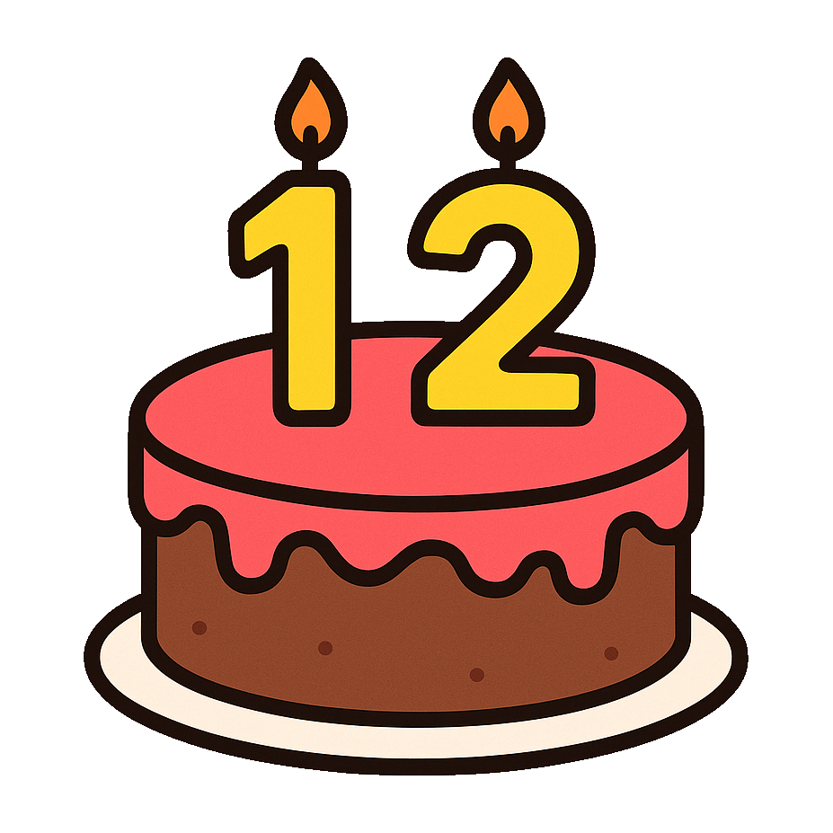 Birthday cake with 12 candles