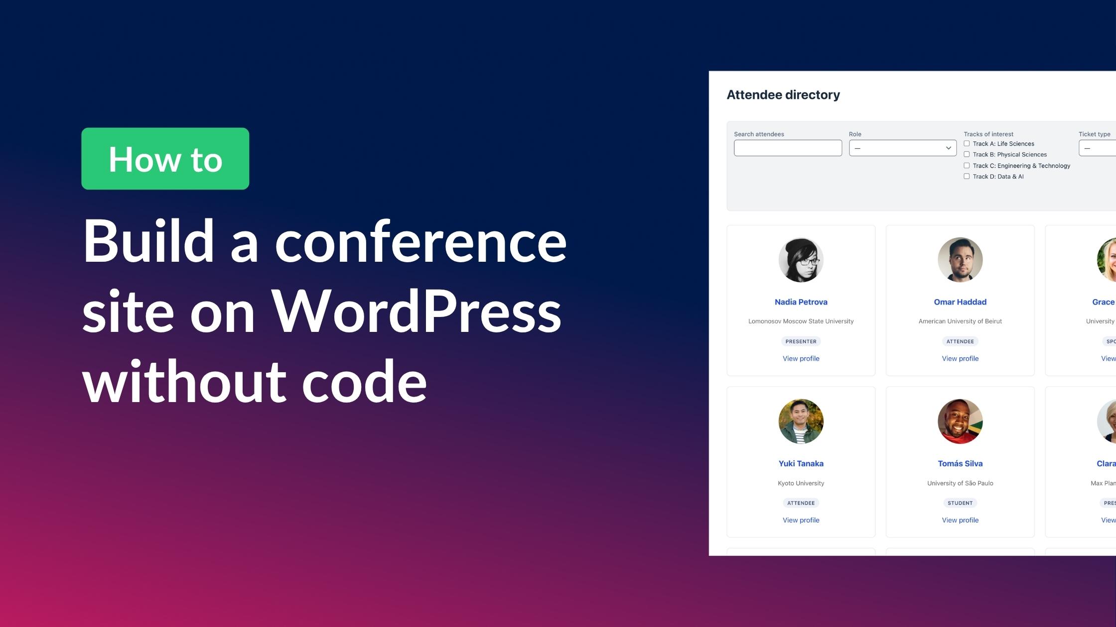 Build a conference site on WordPress without code