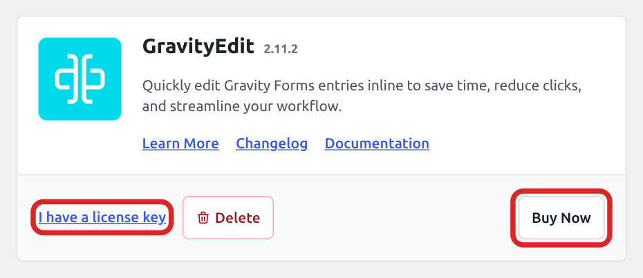 GravityEdit card in the Network Admin's Manage Your Kit offering I have a license key and Buy Now, both outlined, with no Network Activate button