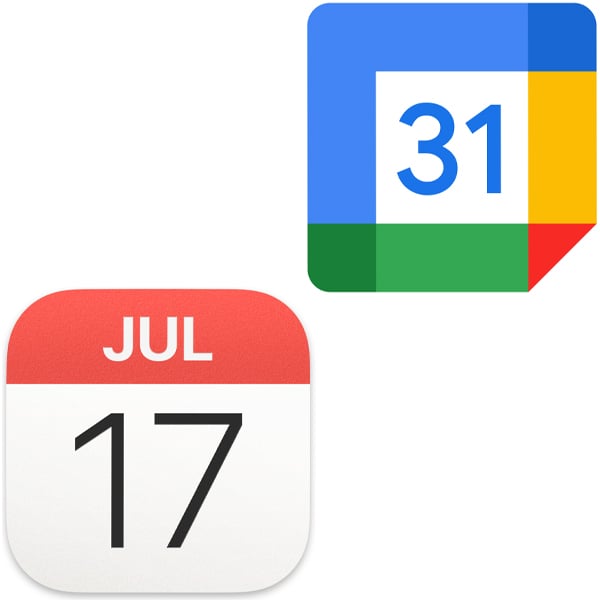 The icons for the Google Calendar and Apple Calendar applications