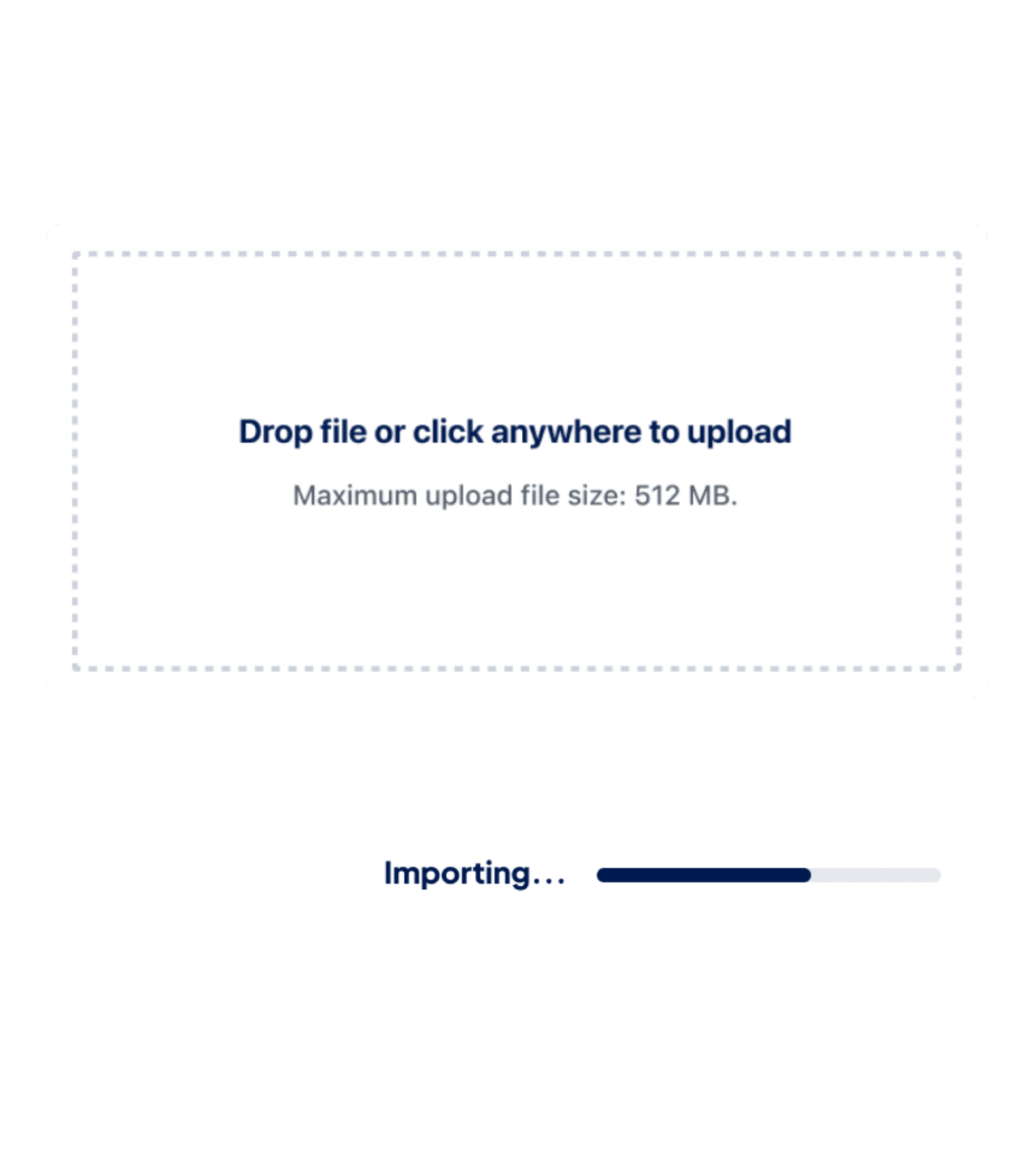 Drop file or click anywhere to upload