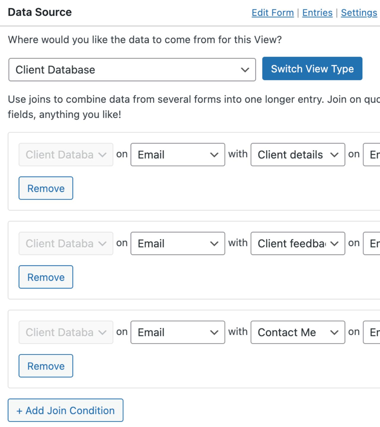 Multiple Forms interface